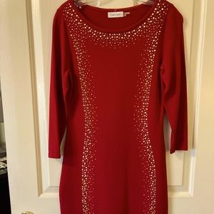 EUC Calvin Klein Red Festive Dress